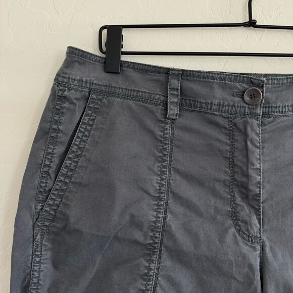 Eileen Fisher Gray Chino Style Capri Crop Pants Cargo Pockets Sz 10 - Picture 2 of 6